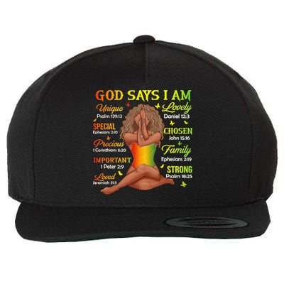 Black Juneteenth God Says I Am African History Wool Snapback Cap