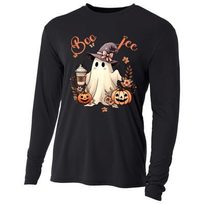 Boo Jee Ghost Drinking Coffee Coquette Bow Halloween Cooling Performance Long Sleeve Crew