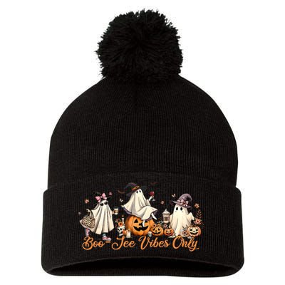 Boo Jee Ghost Ice Coffee Coquette Bow Halloween Women Girl Pom Pom 12in Knit Beanie