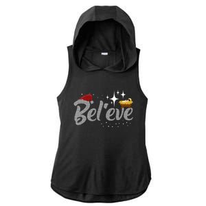 Believe Jesus Gift For Christmas Ladies PosiCharge Tri-Blend Wicking Draft Hoodie Tank