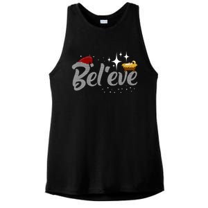 Believe Jesus Gift For Christmas Ladies PosiCharge Tri-Blend Wicking Tank