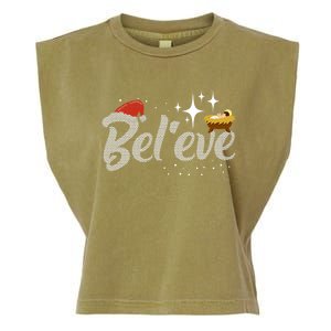 Believe Jesus Gift For Christmas Garment-Dyed Women's Muscle Tee