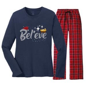 Believe Jesus Gift For Christmas Women's Long Sleeve Flannel Pajama Set 