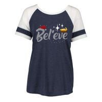 Believe Jesus Gift For Christmas Enza Ladies Jersey Colorblock Tee