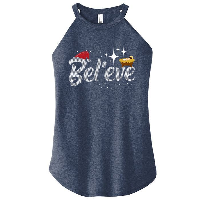 Believe Jesus Gift For Christmas Women's Perfect Tri Rocker Tank