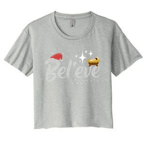 Believe Jesus Gift For Christmas Women's Crop Top Tee