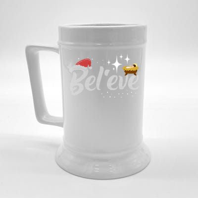 Believe Jesus Gift For Christmas Beer Stein