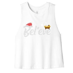 Believe Jesus Gift For Christmas Women's Racerback Cropped Tank