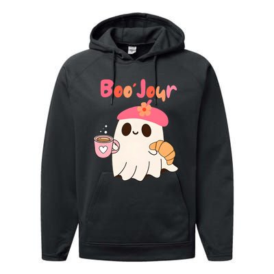 Boo Jour Ghost French Teacher Vintage Teacherlife Groovy Performance Fleece Hoodie