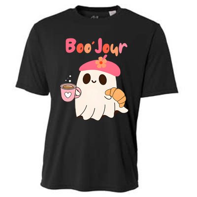 Boo Jour Ghost French Teacher Vintage Teacherlife Groovy Cooling Performance Crew T-Shirt