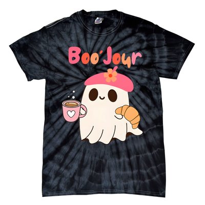 Boo Jour Ghost French Teacher Vintage Teacherlife Groovy Tie-Dye T-Shirt