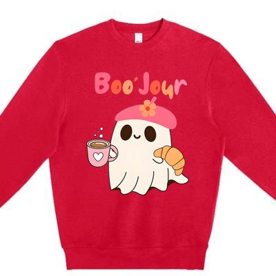 Boo Jour Ghost French Teacher Vintage Teacherlife Groovy Premium Crewneck Sweatshirt