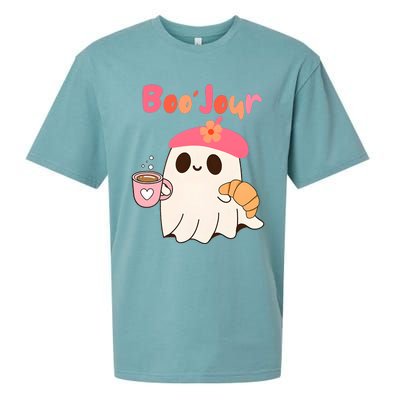 Boo Jour Ghost French Teacher Vintage Teacherlife Groovy Sueded Cloud Jersey T-Shirt