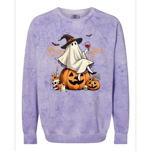 Boo Jee Ghost Ice Coffee Coquette Bow Halloween Women Girl Gift Colorblast Crewneck Sweatshirt