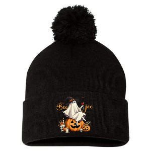 Boo Jee Ghost Ice Coffee Coquette Bow Halloween Women Girl Gift Pom Pom 12in Knit Beanie