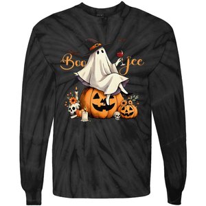 Boo Jee Ghost Ice Coffee Coquette Bow Halloween Women Girl Gift Tie-Dye Long Sleeve Shirt