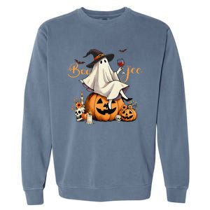 Boo Jee Ghost Ice Coffee Coquette Bow Halloween Women Girl Gift Garment-Dyed Sweatshirt