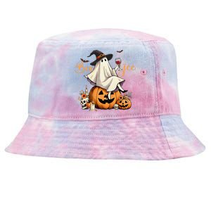 Boo Jee Ghost Ice Coffee Coquette Bow Halloween Women Girl Gift Tie-Dyed Bucket Hat