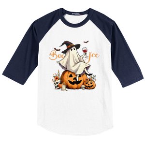 Boo Jee Ghost Ice Coffee Coquette Bow Halloween Women Girl Gift Baseball Sleeve Shirt