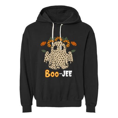 Boo Jee Ghost Nostalgic Halloween Cute BooJee Costume Funny Garment-Dyed Fleece Hoodie