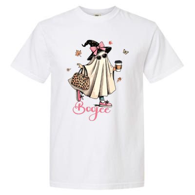 Boo Jee Ghost Drinking Coffee Coquette Bow Halloween Women Garment-Dyed Heavyweight T-Shirt