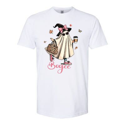 Boo Jee Ghost Drinking Coffee Coquette Bow Halloween Women Softstyle CVC T-Shirt