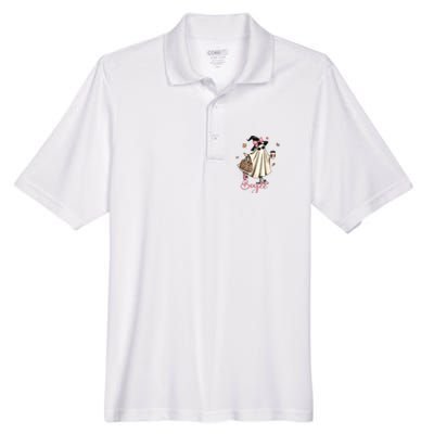 Boo Jee Ghost Drinking Coffee Coquette Bow Halloween Women Men's Origin Performance Pique Polo