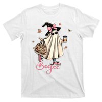 Boo Jee Ghost Drinking Coffee Coquette Bow Halloween Women T-Shirt