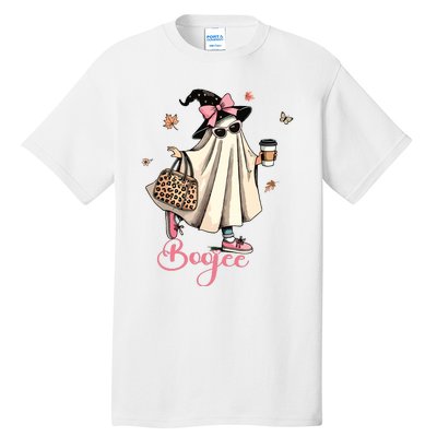 Boo Jee Ghost Drinking Coffee Coquette Bow Halloween Women Tall T-Shirt