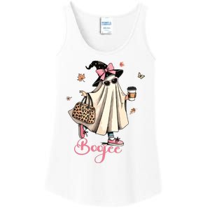 Boo Jee Ghost Drinking Coffee Coquette Bow Halloween Women Ladies Essential Tank