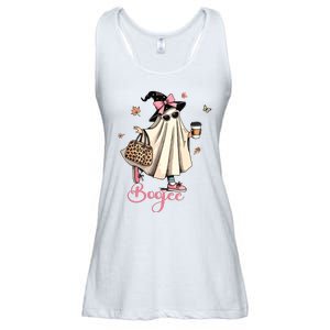 Boo Jee Ghost Drinking Coffee Coquette Bow Halloween Women Ladies Essential Flowy Tank