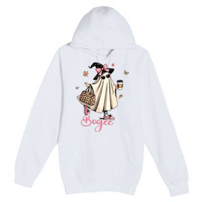 Boo Jee Ghost Drinking Coffee Coquette Bow Halloween Women Premium Pullover Hoodie