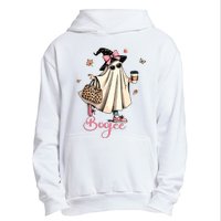 Boo Jee Ghost Drinking Coffee Coquette Bow Halloween Women Urban Pullover Hoodie