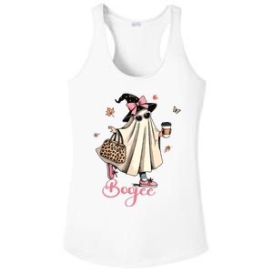 Boo Jee Ghost Drinking Coffee Coquette Bow Halloween Women Ladies PosiCharge Competitor Racerback Tank