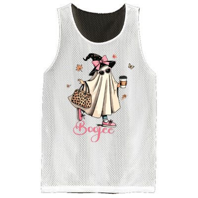 Boo Jee Ghost Drinking Coffee Coquette Bow Halloween Women Mesh Reversible Basketball Jersey Tank