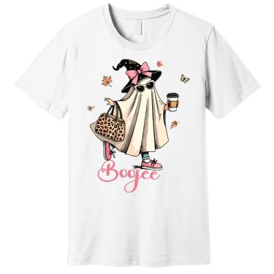 Boo Jee Ghost Drinking Coffee Coquette Bow Halloween Women Premium T-Shirt