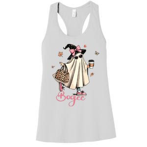 Boo Jee Ghost Drinking Coffee Coquette Bow Halloween Women Women's Racerback Tank