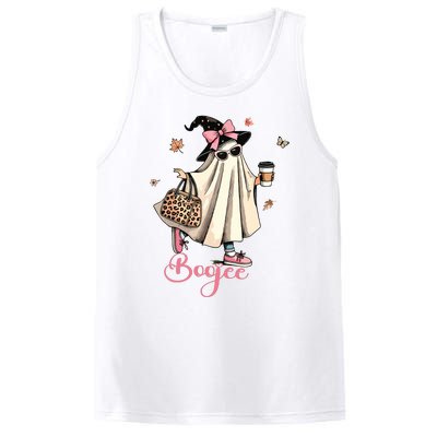 Boo Jee Ghost Drinking Coffee Coquette Bow Halloween Women PosiCharge Competitor Tank