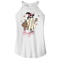 Boo Jee Ghost Drinking Coffee Coquette Bow Halloween Women Women's Perfect Tri Rocker Tank