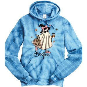 Boo Jee Ghost Ice Coffee Coquette Bow Halloween Women Girl Tie Dye Hoodie