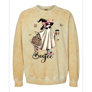 Boo Jee Ghost Ice Coffee Coquette Bow Halloween Women Girl Colorblast Crewneck Sweatshirt