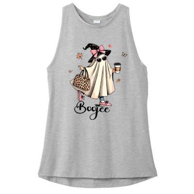 Boo Jee Ghost Ice Coffee Coquette Bow Halloween Women Girl Ladies PosiCharge Tri-Blend Wicking Tank