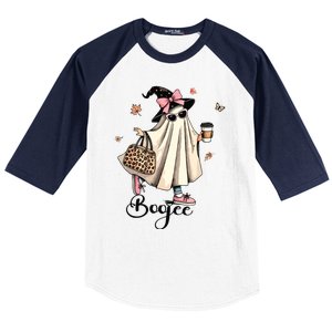 Boo Jee Ghost Ice Coffee Coquette Bow Halloween Women Girl Baseball Sleeve Shirt