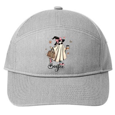 Boo Jee Ghost Ice Coffee Coquette Bow Halloween Women Girl 7-Panel Snapback Hat