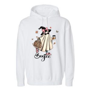 Boo Jee Ghost Ice Coffee Coquette Bow Halloween Women Girl Garment-Dyed Fleece Hoodie