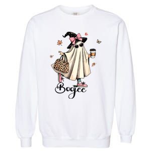 Boo Jee Ghost Ice Coffee Coquette Bow Halloween Women Girl Garment-Dyed Sweatshirt