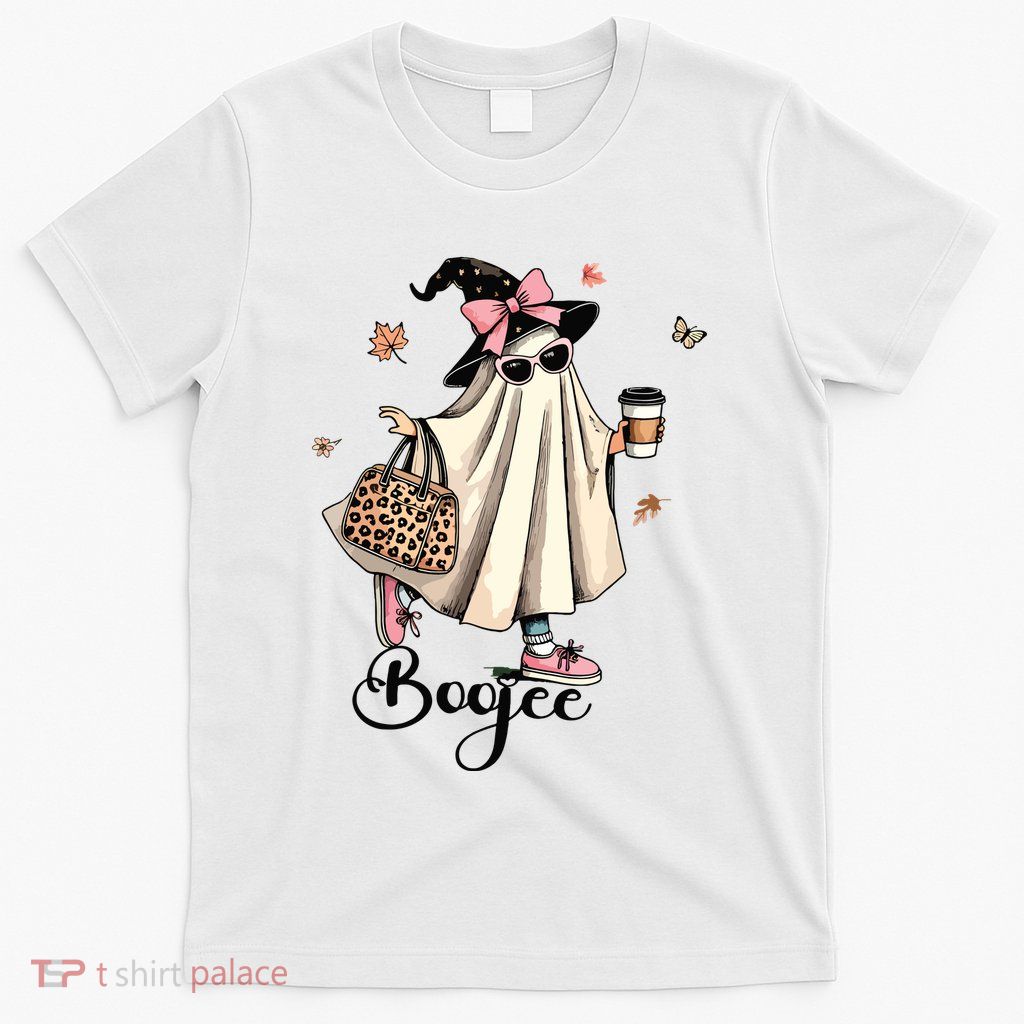 Boo Jee Ghost Ice Coffee Coquette Bow Halloween Women Girl T-Shirt