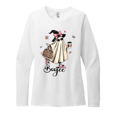 Boo Jee Ghost Ice Coffee Coquette Bow Halloween Women Girl Womens CVC Long Sleeve Shirt