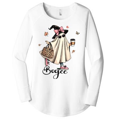 Boo Jee Ghost Ice Coffee Coquette Bow Halloween Women Girl Women's Perfect Tri Tunic Long Sleeve Shirt