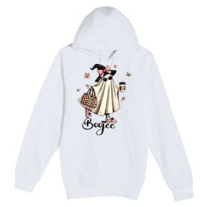 Boo Jee Ghost Ice Coffee Coquette Bow Halloween Women Girl Premium Pullover Hoodie